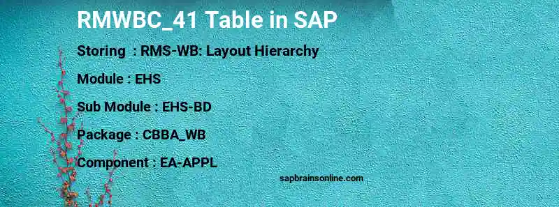 SAP RMWBC_41 table