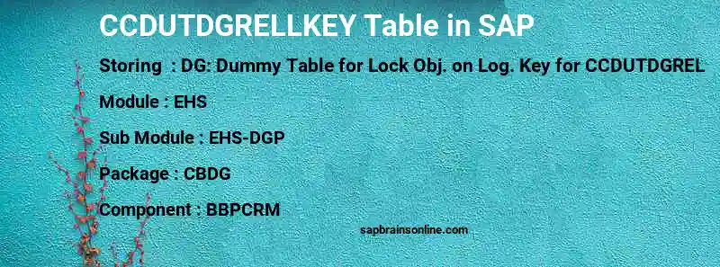 SAP CCDUTDGRELLKEY table