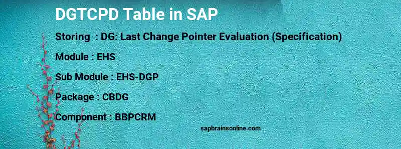 SAP DGTCPD table