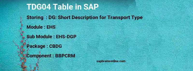 SAP TDG04 table