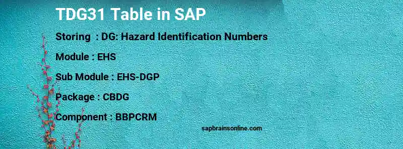 SAP TDG31 table