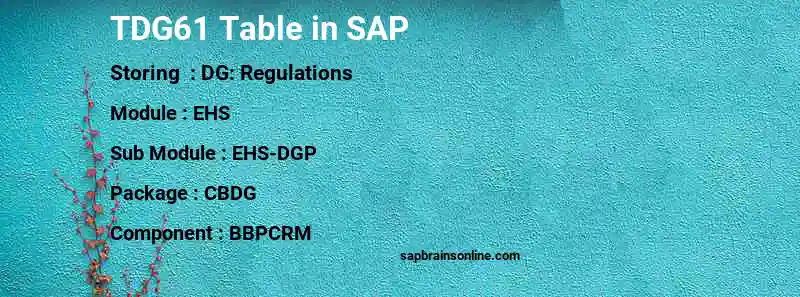 SAP TDG61 table