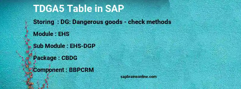 SAP TDGA5 table