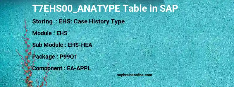SAP T7EHS00_ANATYPE table