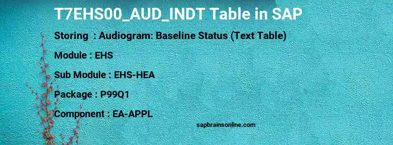 SAP T7EHS00_AUD_INDT table