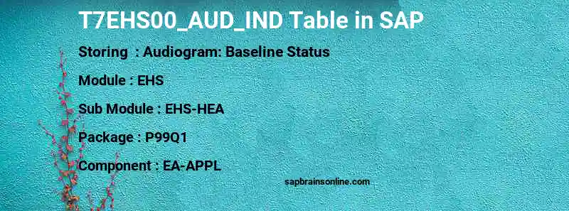 SAP T7EHS00_AUD_IND table
