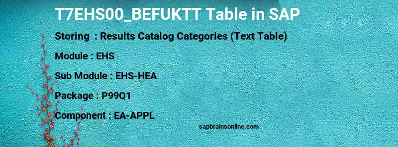SAP T7EHS00_BEFUKTT table
