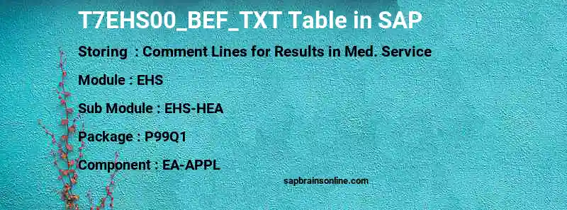 SAP T7EHS00_BEF_TXT table