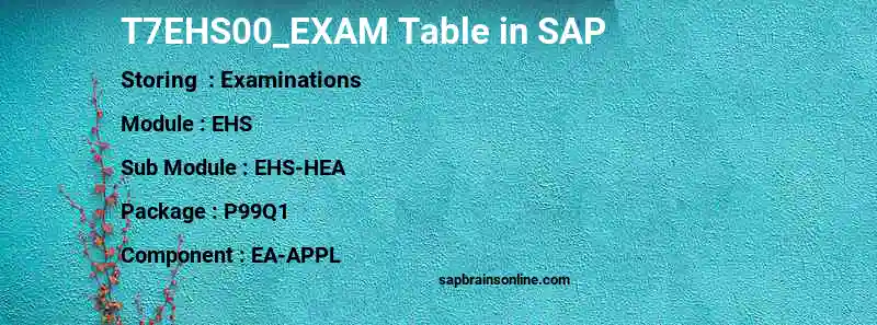 SAP T7EHS00_EXAM table
