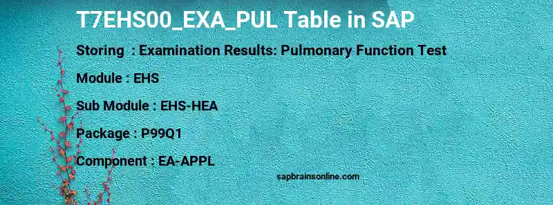SAP T7EHS00_EXA_PUL table