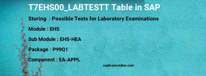 SAP T7EHS00_LABTESTT table