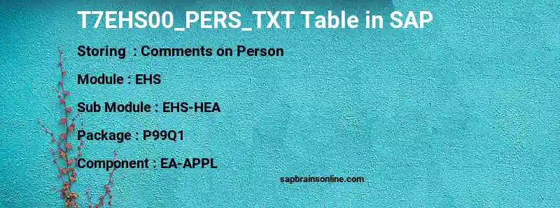 SAP T7EHS00_PERS_TXT table