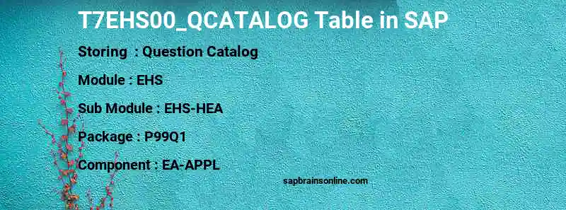 SAP T7EHS00_QCATALOG table