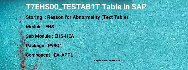 SAP T7EHS00_TESTAB1T table