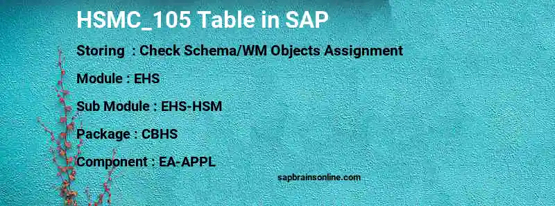 SAP HSMC_105 table