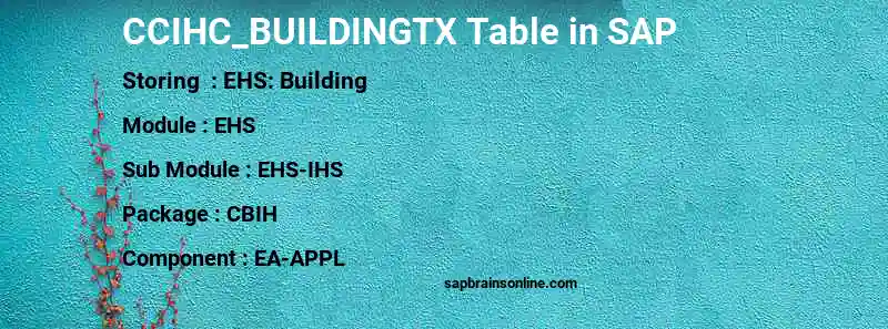 SAP CCIHC_BUILDINGTX table