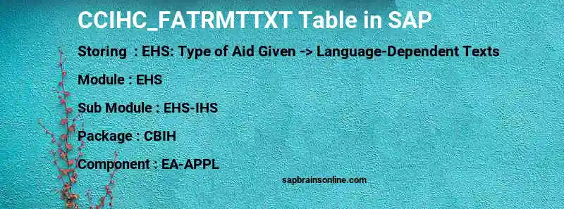 SAP CCIHC_FATRMTTXT table