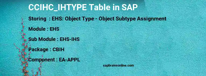 SAP CCIHC_IHTYPE table