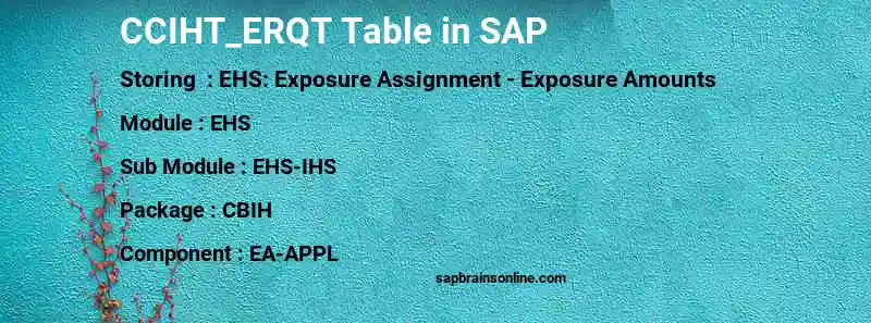SAP CCIHT_ERQT table