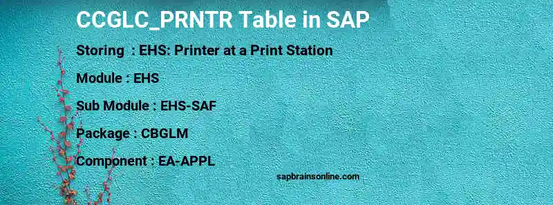 SAP CCGLC_PRNTR table