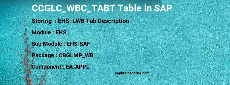 SAP CCGLC_WBC_TABT table