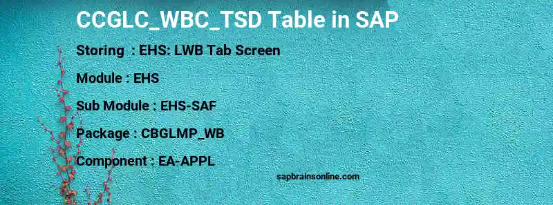 SAP CCGLC_WBC_TSD table