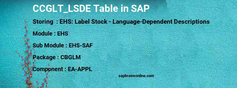 SAP CCGLT_LSDE table