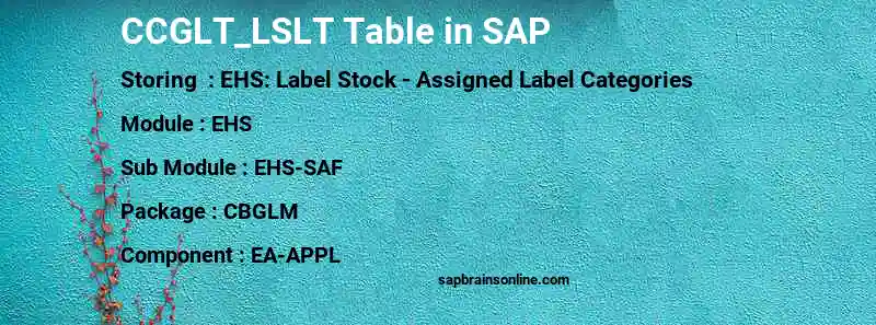 SAP CCGLT_LSLT table