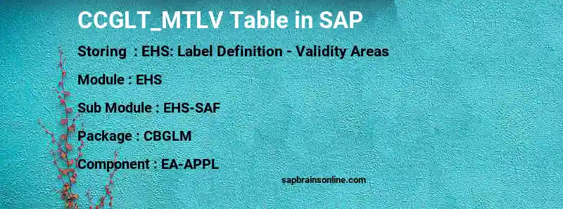 SAP CCGLT_MTLV table