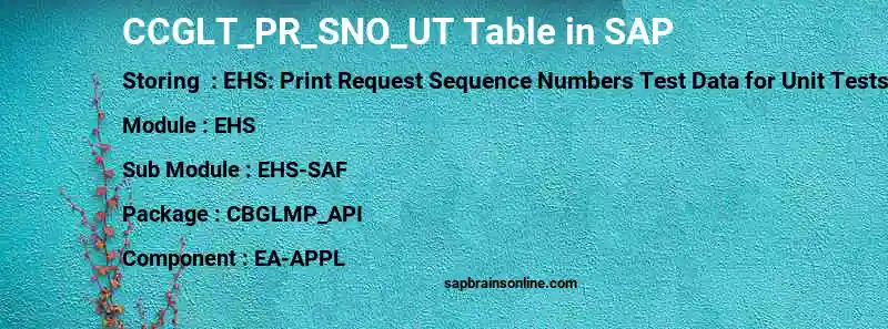 SAP CCGLT_PR_SNO_UT table