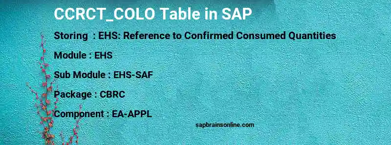 SAP CCRCT_COLO table