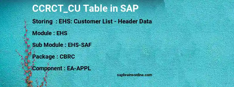 SAP CCRCT_CU table