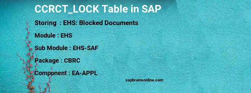 SAP CCRCT_LOCK table