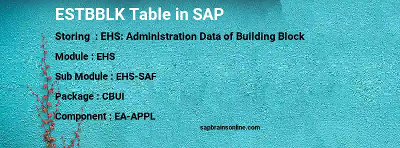 SAP ESTBBLK table