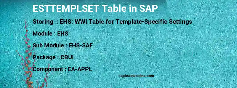 SAP ESTTEMPLSET table