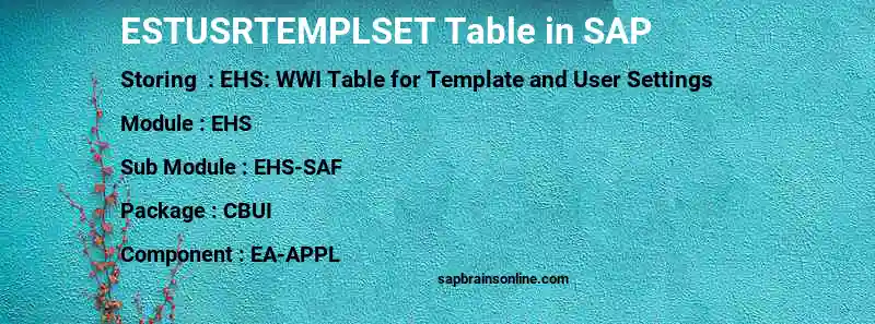 SAP ESTUSRTEMPLSET table
