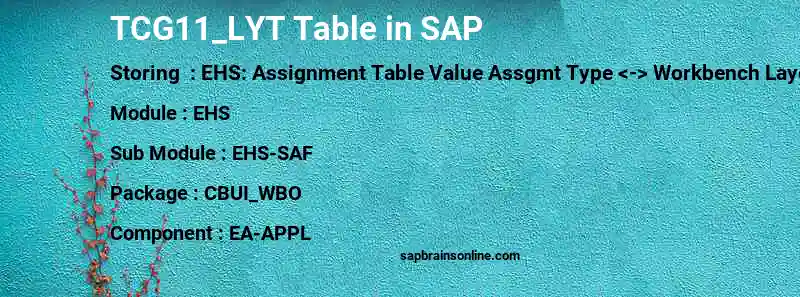 SAP TCG11_LYT table