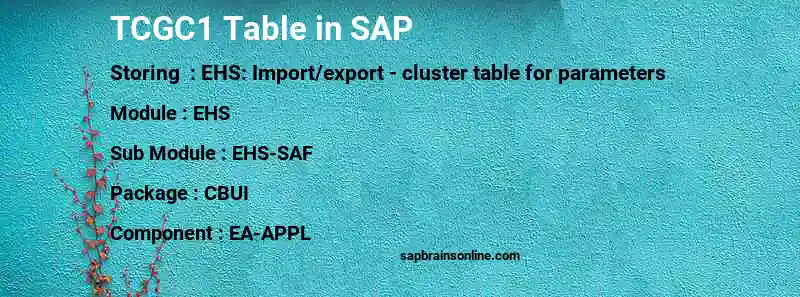 SAP TCGC1 table