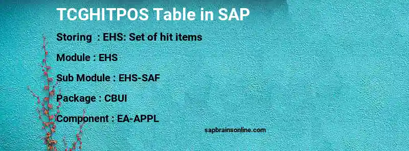 SAP TCGHITPOS table