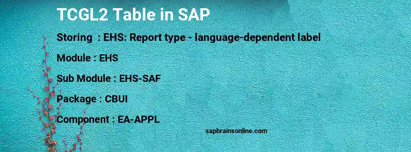 SAP TCGL2 table