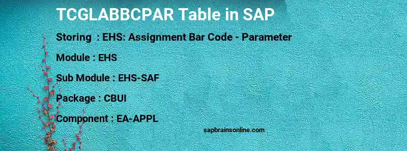 SAP TCGLABBCPAR table