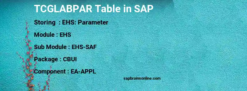 SAP TCGLABPAR table