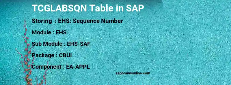 SAP TCGLABSQN table