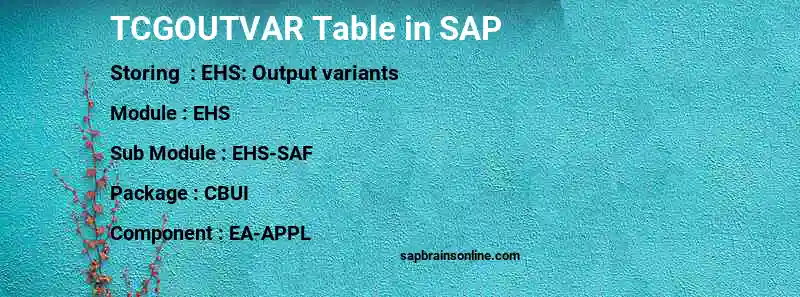 SAP TCGOUTVAR table