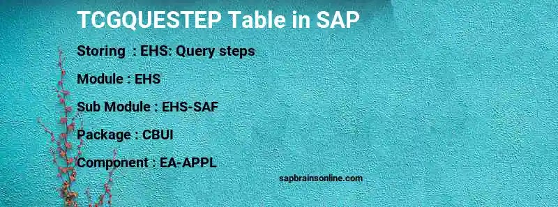 SAP TCGQUESTEP table