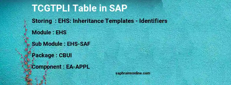 SAP TCGTPLI table