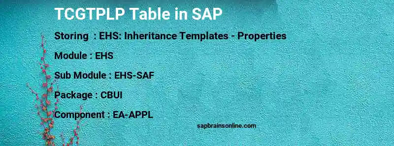 SAP TCGTPLP table