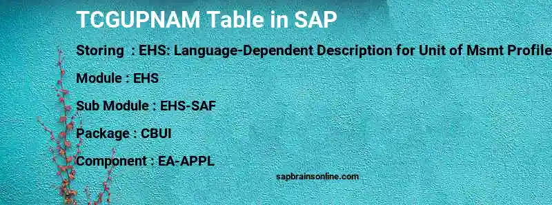 SAP TCGUPNAM table