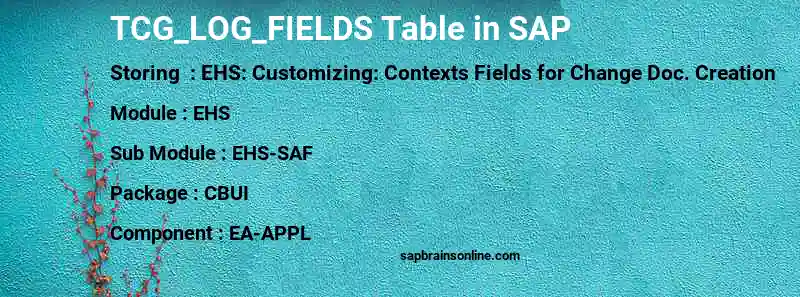 SAP TCG_LOG_FIELDS table