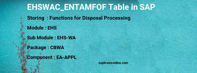 SAP EHSWAC_ENTAMFOF table